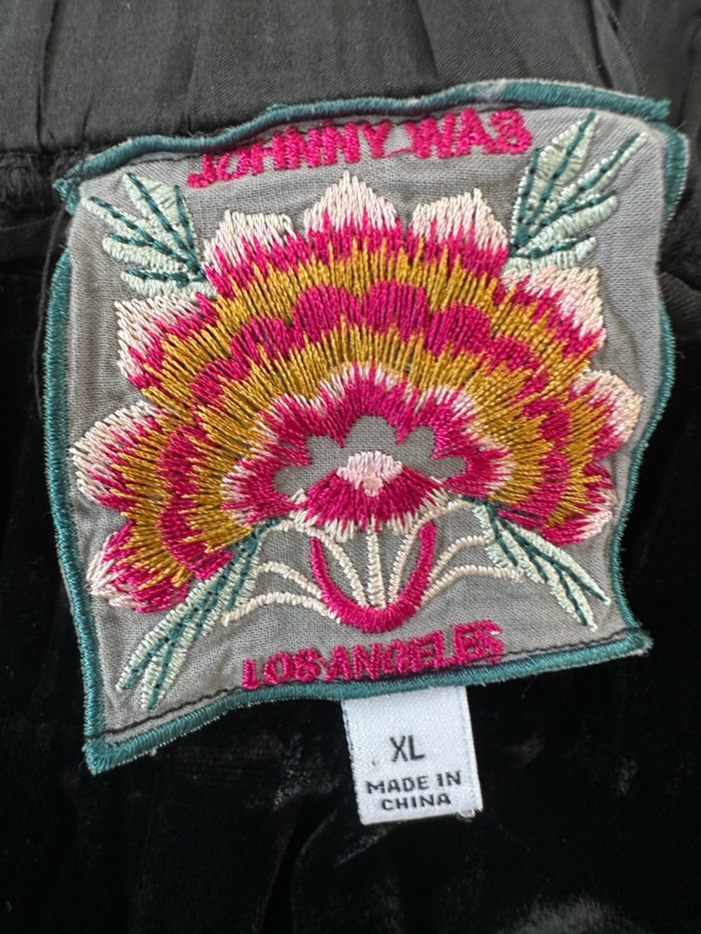 Johnny Was Victoria Velvet Silk Embroidered Joggers in Black - Picture 9 of 9